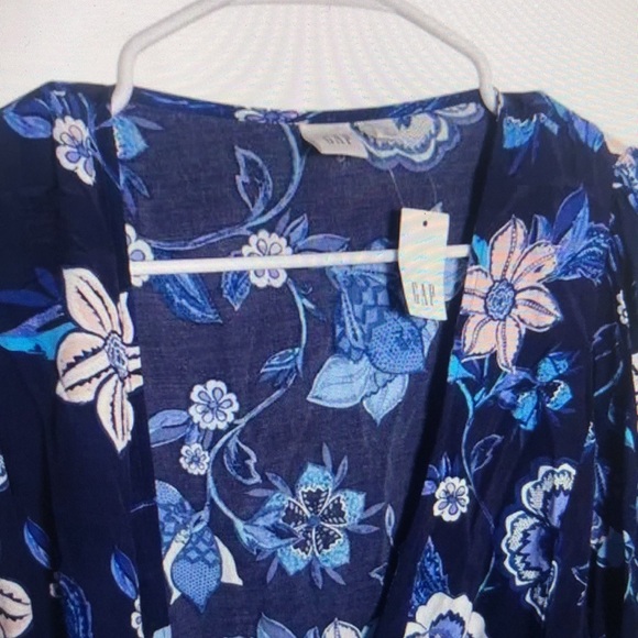 GAP Navy Floral Wrap Blouse - Picture 2 of 3